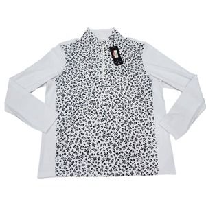 Antigua mens size large nwt black and white long sleeve light weight quarter zip